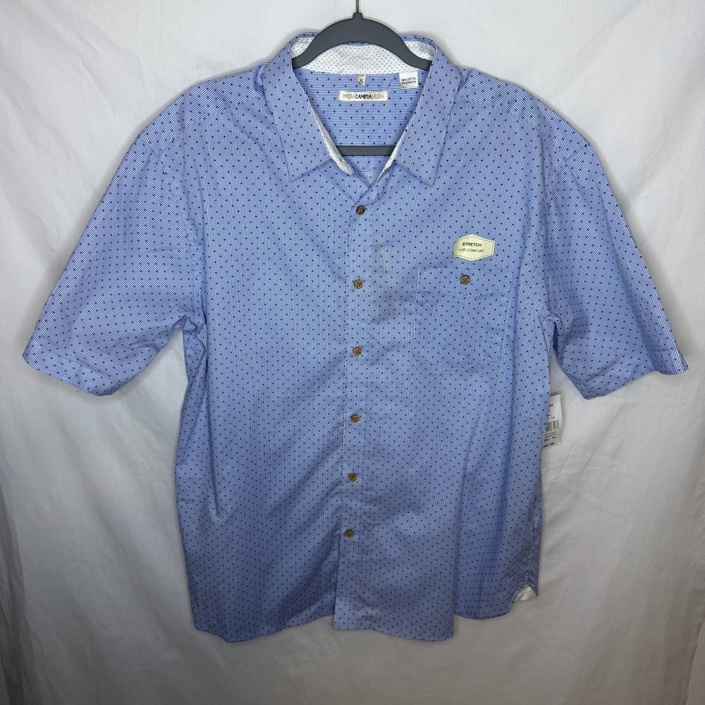 Casual Blue Patterned Button Down Shirt